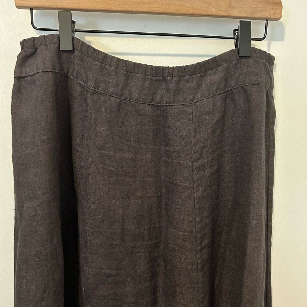 Soft Surroundings 100% Linen Maxi A-Line Skirt Grey brown medium tall boho prair - Picture 7 of 10